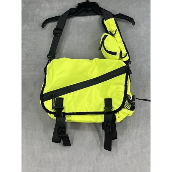 New Free People Movement Move It All Messenger Bag Neon Lime Yellow - Picture 2 of 8